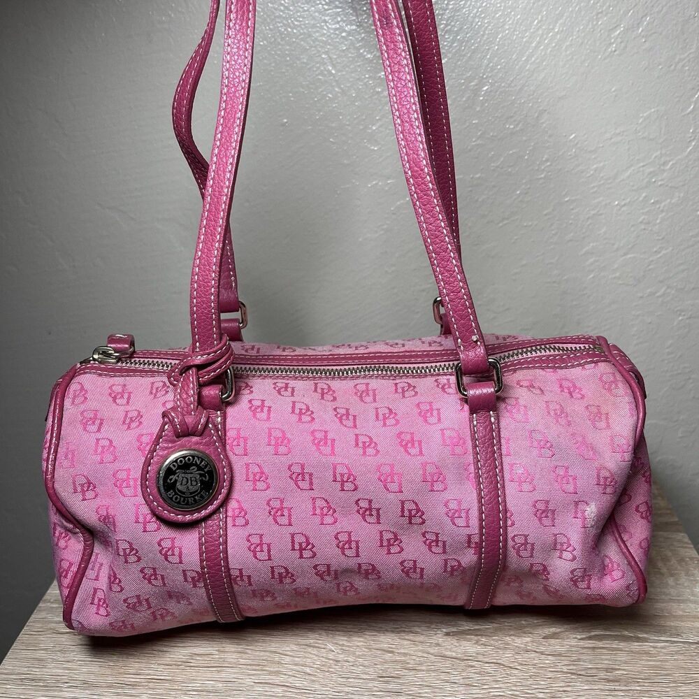 Dooney & Bourke Pink Monogram Barrel Bag Y2K Handbag